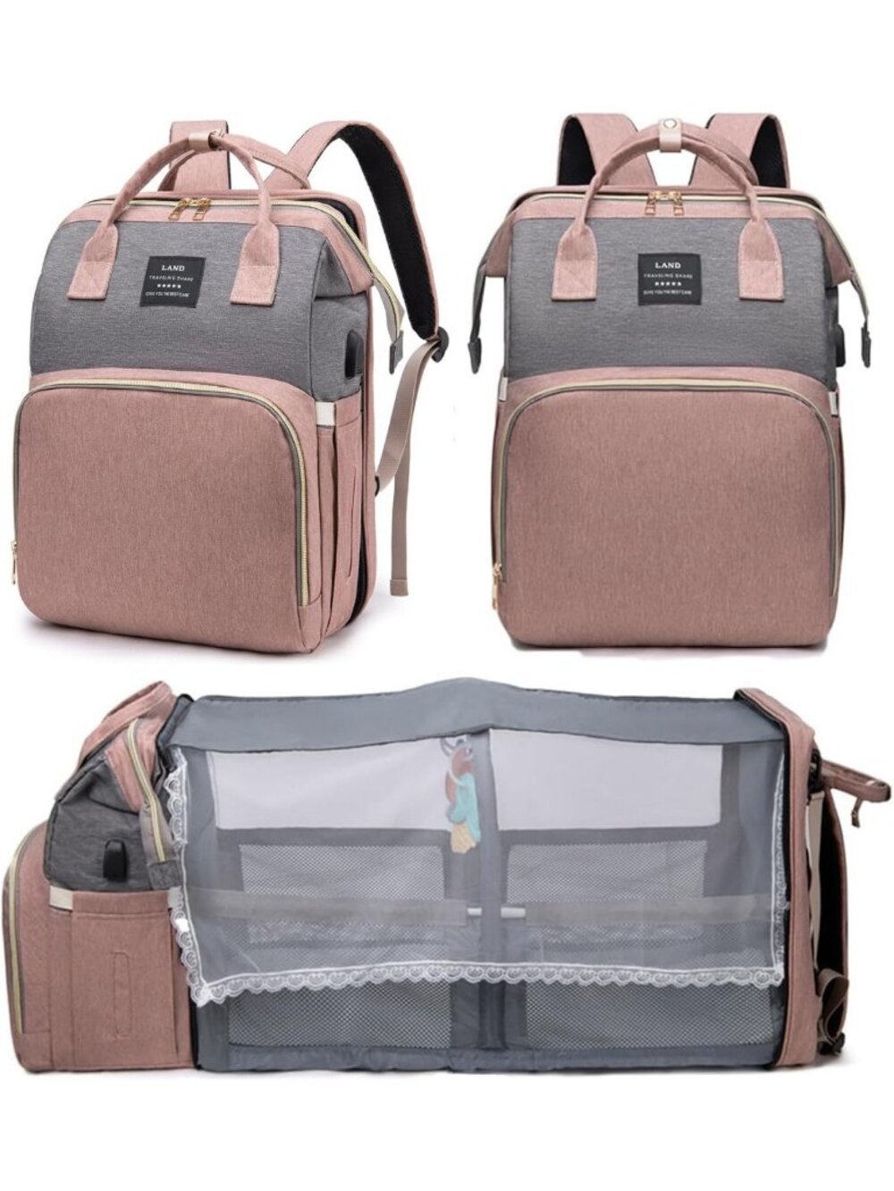 Stylish Diaper Bag Backpack with Changing Station & 25L Large Capacity for Moms